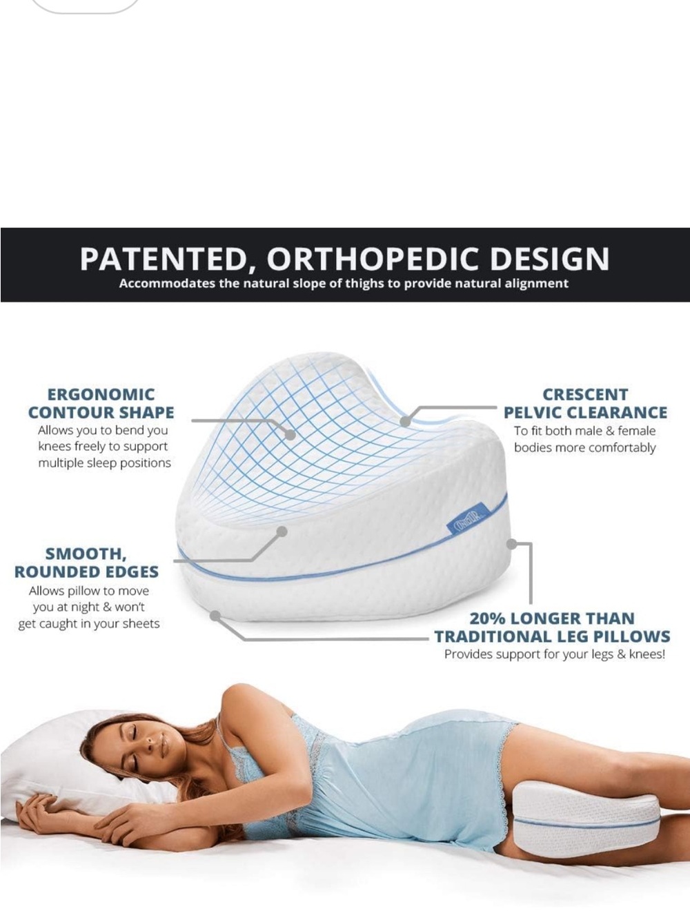 Sleeper White Orthopedic Knee Pillow Set